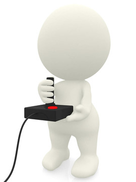 3D男子玩電子游戲