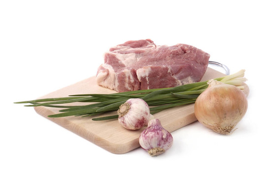 白洋蔥和大蒜的生肉