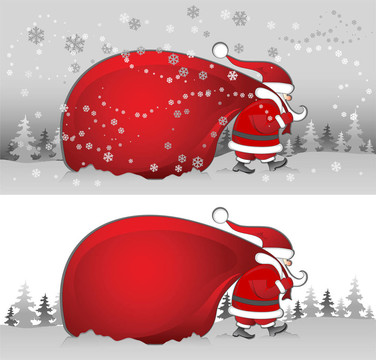 Santa與袋在灰色