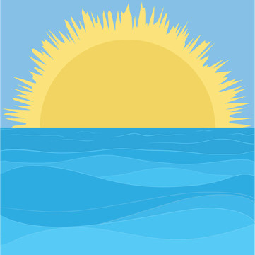 海；天空和太陽