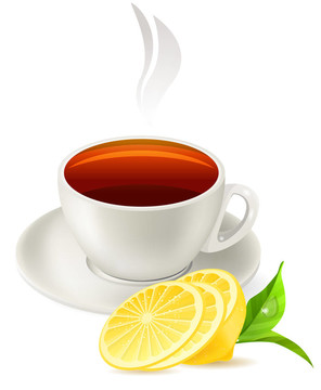 在白色背景上分離的一杯茶
