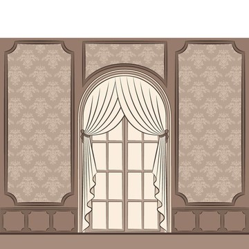 復(fù)古的室內(nèi)與窗簾。