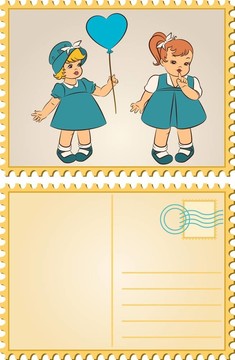 復(fù)古卡通小女孩。
