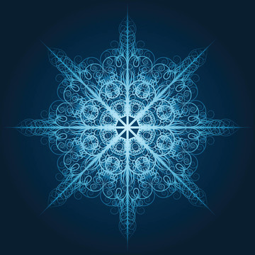 高度詳細(xì)的藍(lán)色雪花
