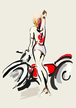 女孩騎自行車