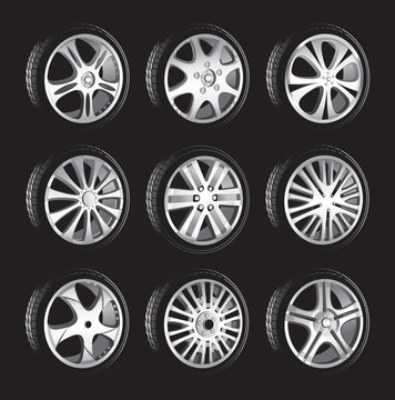 具有合金車輪和低輪廓輪胎的汽車車輪