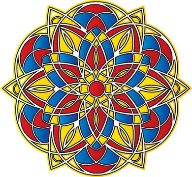 像明亮的抽象對(duì)稱模式- Stained Glass