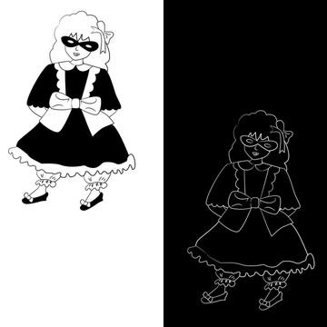 女孩戴面具