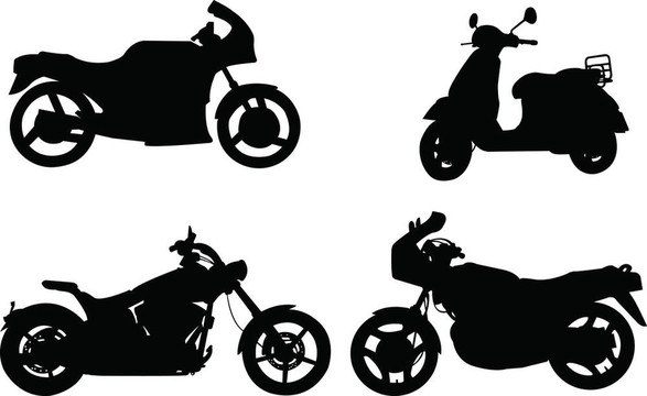 摩托車的剪影