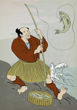 日本漁民釣鱒魚(yú)