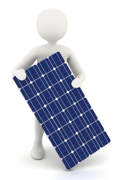 3D白人男子控股太陽能電池板