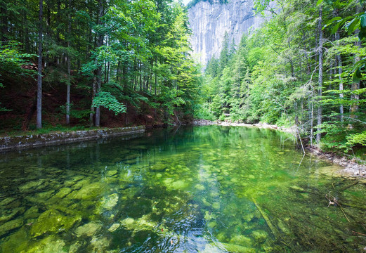 高山夏季湖泊景觀