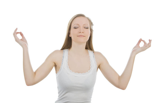 漂亮年輕女子做瑜伽運(yùn)動的畫像