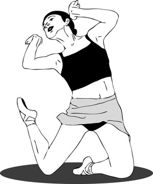 女孩在她的膝蓋上的姿勢(shì)