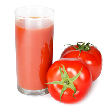 白色背景上分离的红番茄