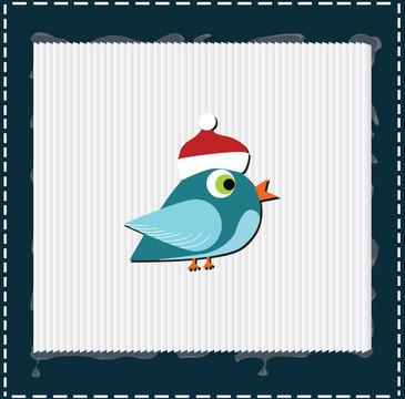鳥(niǎo)與圣誕紅帽子在他的頭上