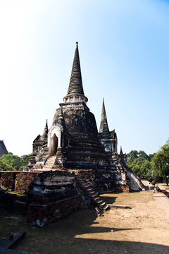 著名的寺Wat Phra Si sanphet；在Ajutthay皇家宮殿