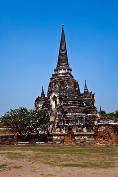 著名的寺Wat Phra Si sanphet；在Ajutthay皇家宮殿
