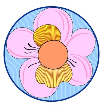 花在一個圓圈白色的日本裝飾