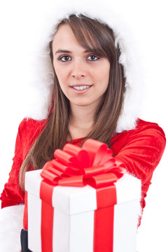 性感的女人與Santa Hat