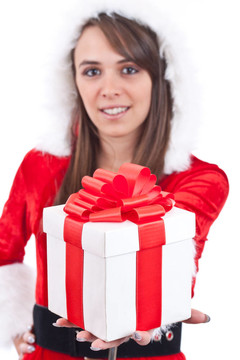 性感的女人與Santa Hat