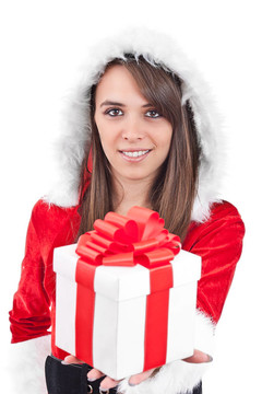 性感的女人與Santa Hat