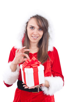 性感的女人與Santa Hat