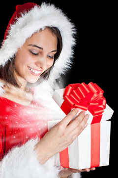 Santa小姐打開了一個(gè)禮品盒