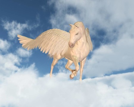 飛馬低頭穿過云層