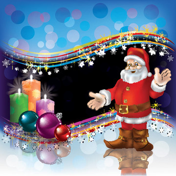 圣誕背景與Santa和蠟燭