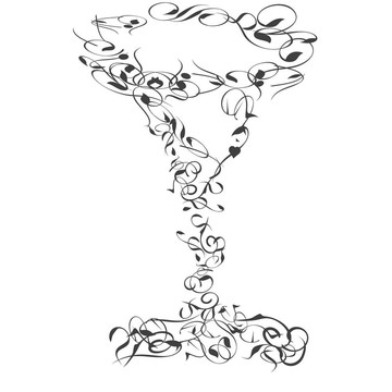 從曲線的風(fēng)格化的葡萄酒玻璃
