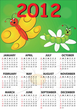 2012只蝴蝶日歷