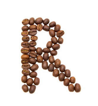 烤咖啡豆制成的字母R