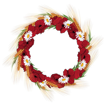 罌粟花環(huán)；小麥的雛菊和耳朵