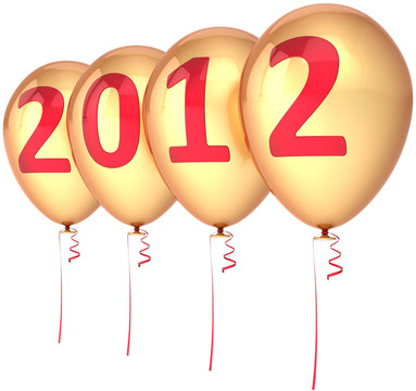 新年快樂2012氣球金色