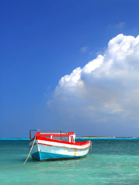 漁民的船在Aruba