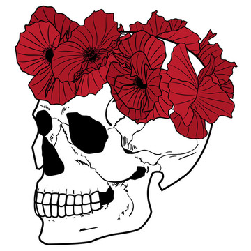 頭骨和罌粟花環(huán)