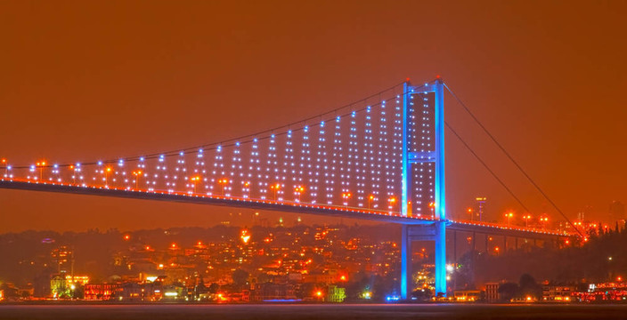 博斯普魯斯海峽夜空歐洲海岸