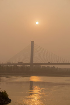 黃河大橋日落