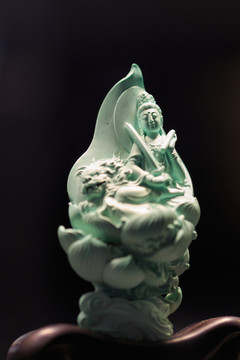綠松石菩薩坐蓮擺件