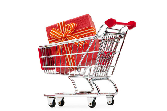 購物車、禮品盒上的白色
