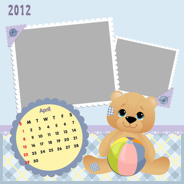 嬰兒的每月日歷為2012
