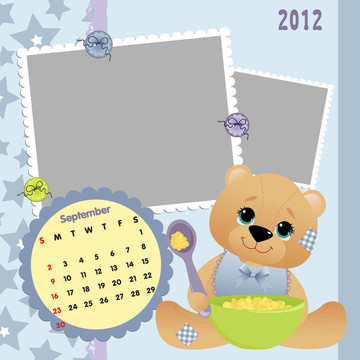 嬰兒的每月日歷為2012