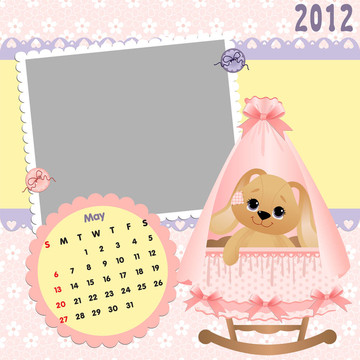 嬰兒的每月日歷為2012