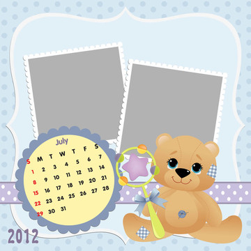 嬰兒的每月日歷為2012