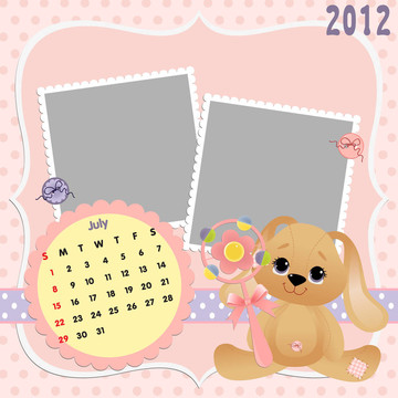 嬰兒的每月日歷為2012