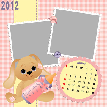 嬰兒的每月日歷為2012