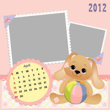 嬰兒的每月日歷為2012