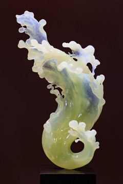 波浪瑪瑙翡翠浪花雕件