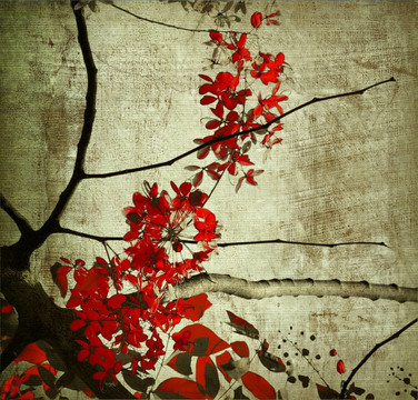 紅花和枝